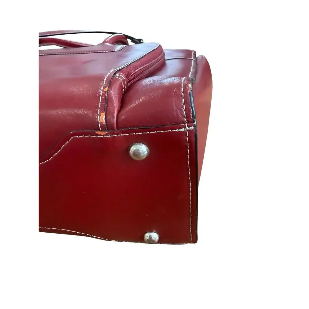 McKlein LakeForest 1 Leather Ladies Laptop Briefcase Red CarryOn Messenger Bag